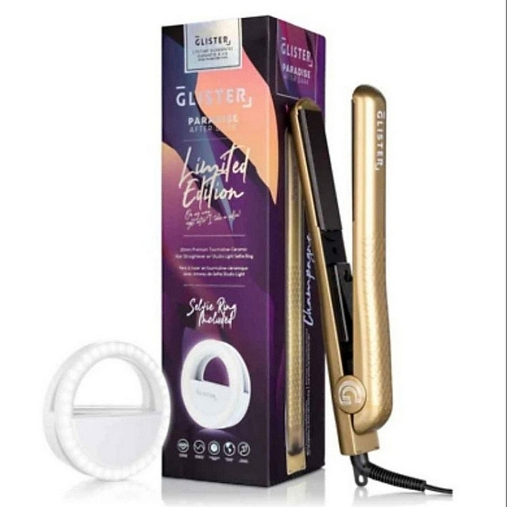 Glister 1.25" Paradise After Dark Flat Iron W/ Selfie Ring ~ NWT